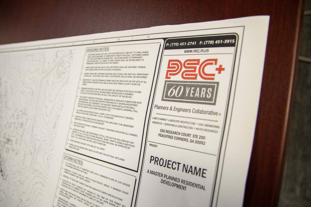 Architectural project plan document by PEC+ Planners & Engineers Collaborative.