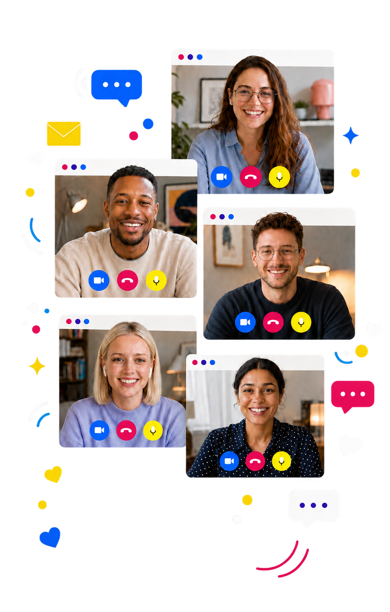 Five Addition colleagues smiling during a team video meeting