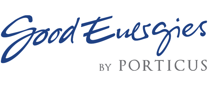 Good Energies by Porticus logo in blue and gray typography.