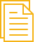 Orange document icon with a folded corner on a transparent background.