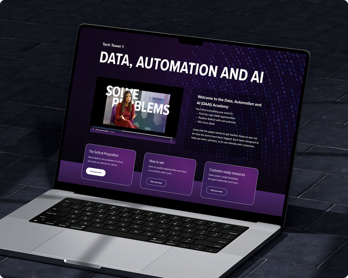 Softcat sales academy prototype shown on a laptop