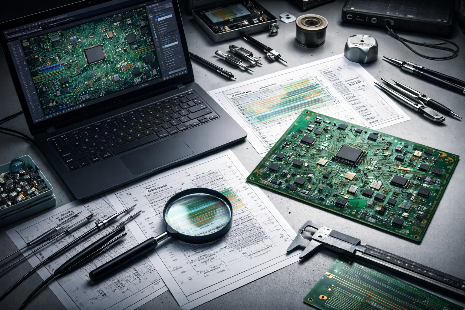 Freelance PCB designer working on an electronics project and circuit board layout