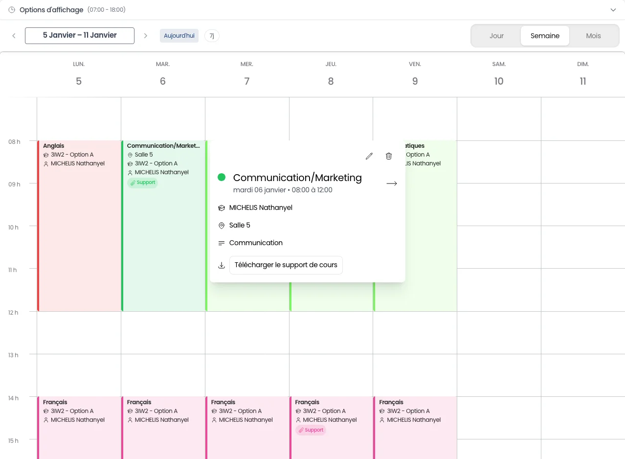 Planification de cours