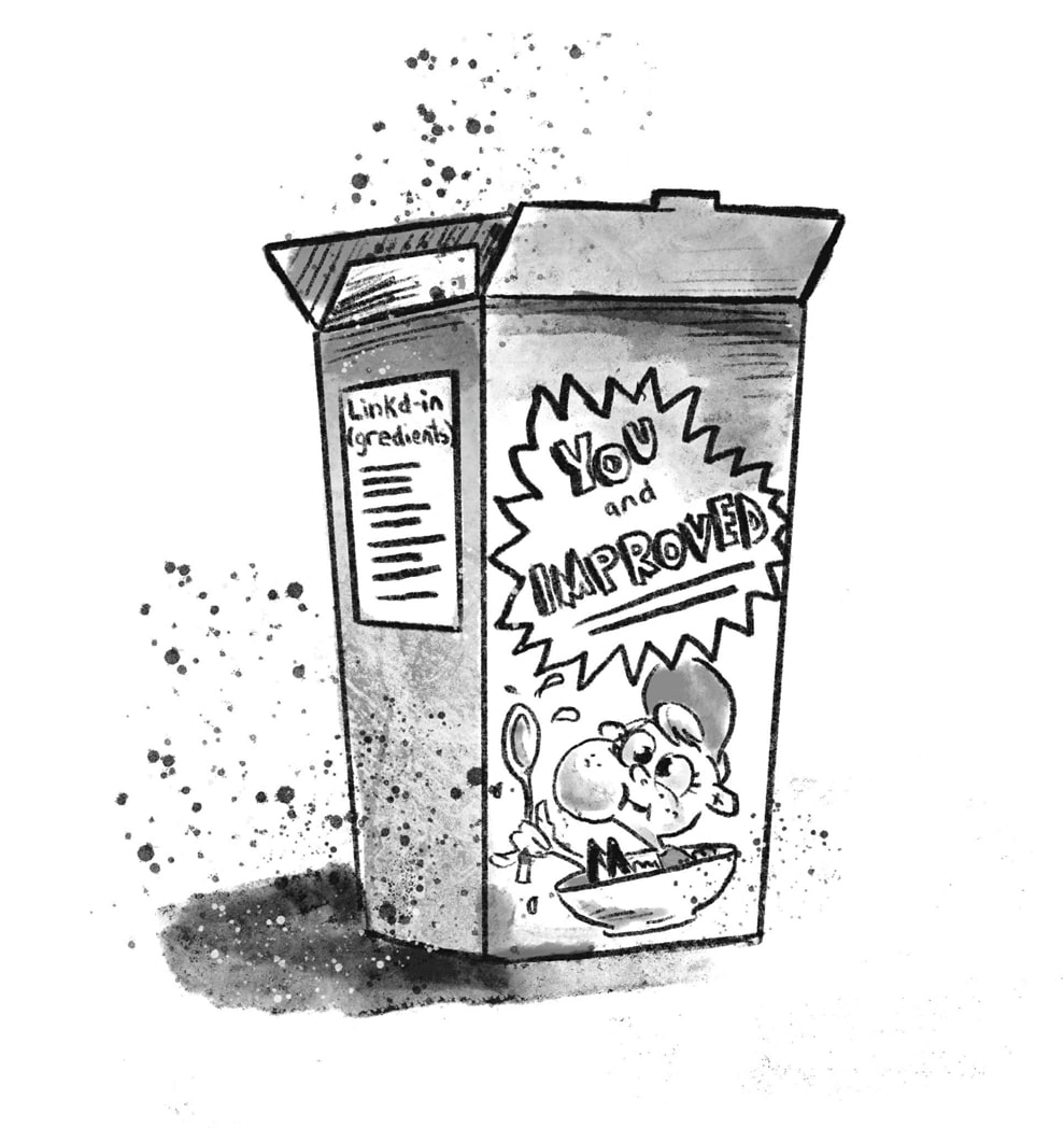 You and Improved cereal box illustration by Chelle Lorenzen