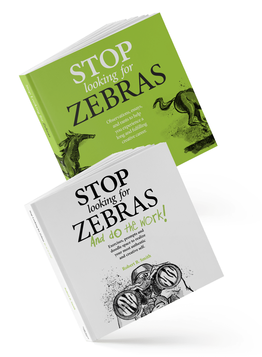 'Stop Looking for Zebras' book and 'Stop Looking for Zebras and Do the Work' workbook.