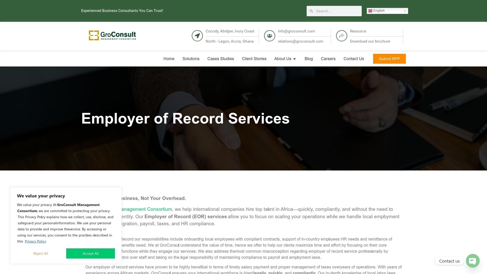 GroConsult Management Consortium Screenshot