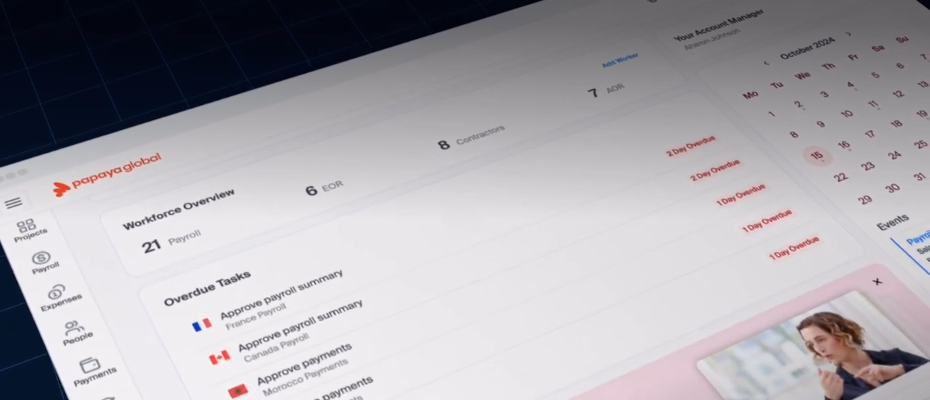 Papaya Global EOR interface