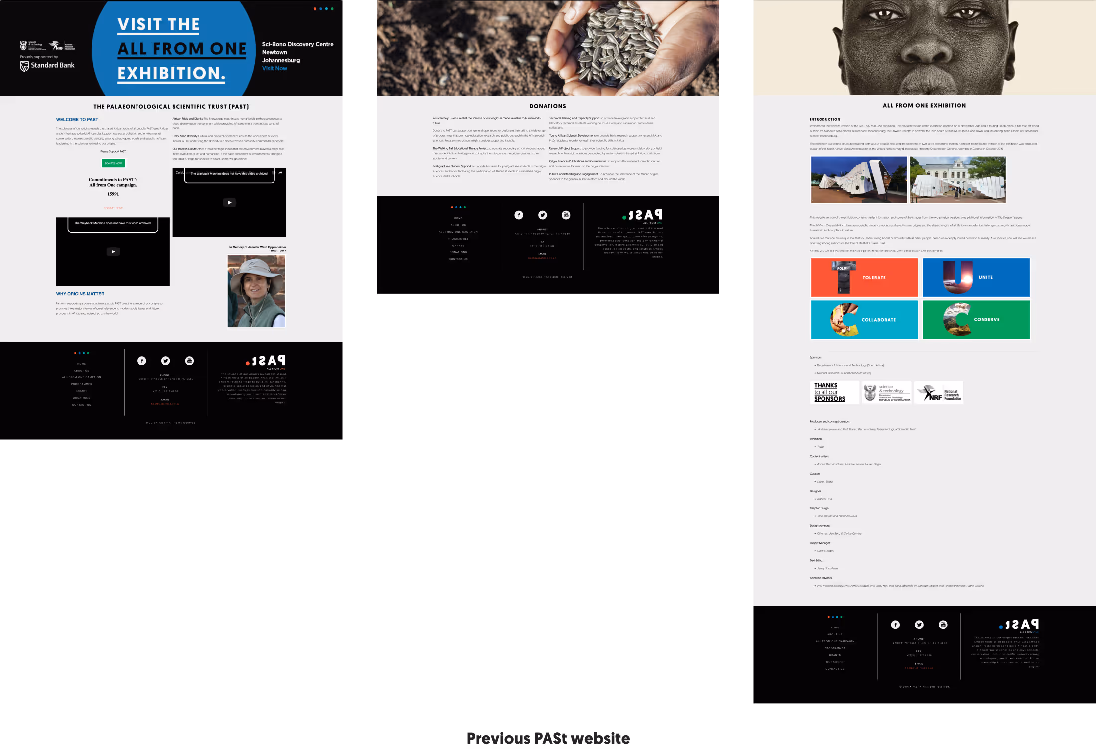This shows what the previous PAST website looked like before the redesign.