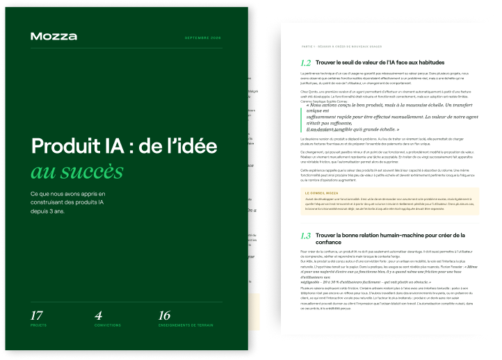 Pages de l’étude Mozza « Produit IA : de l’idée au succès »