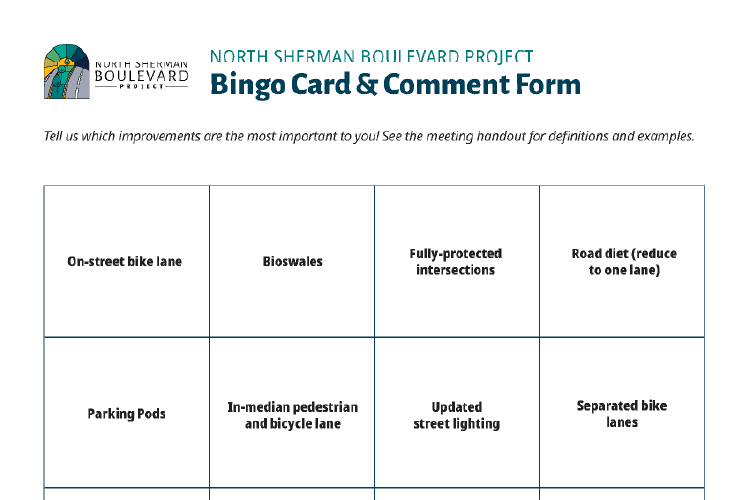 PIM #2 Bingo Card and Comment Form