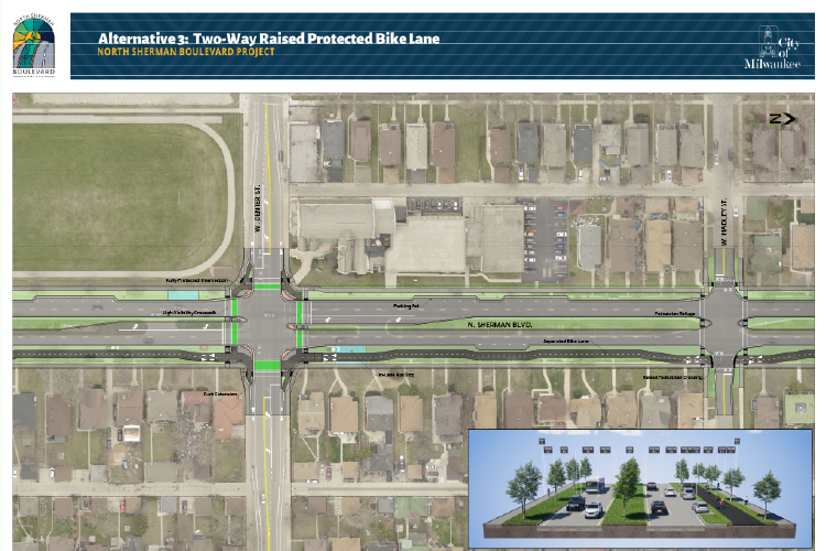 PIM #2 Alternative 3: Two-Way Raised Protected Bike Lane Exhibit