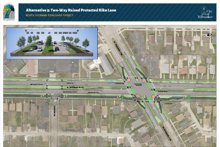 PIM #2 Alternative 3: Two-Way Raised Protected Bike Lane Exhibit