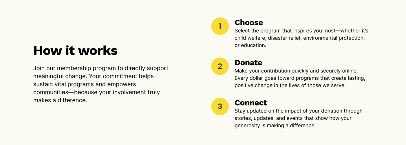 Photo of the membership landing page showing an overview of available donation tiers with clear call-to-action buttons and visual hierarchy