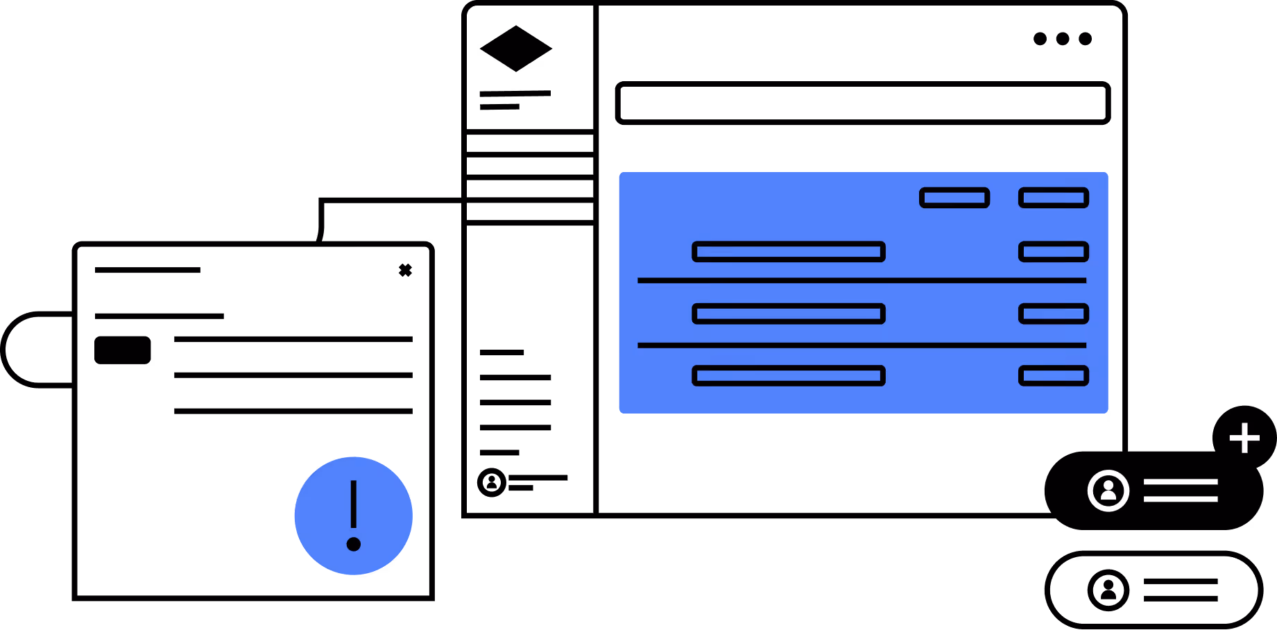 Illustration of a person watching a live stream with an alert icon and chat overlay on a screen.