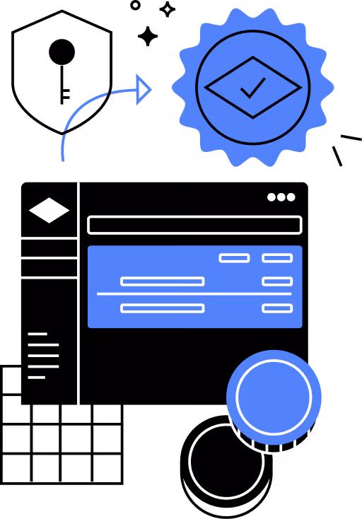 Abstract graphic with phone and checkmarks