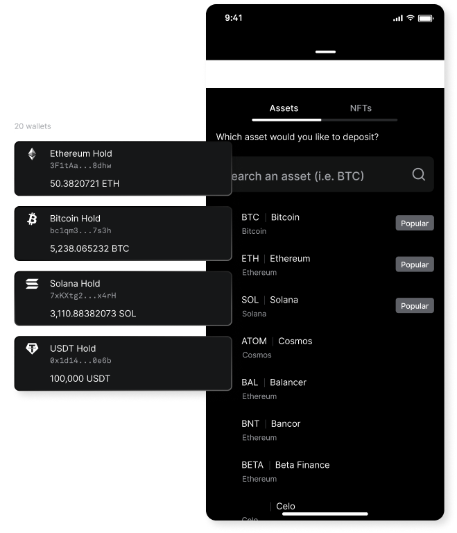 A coin with generic assets in orbit around