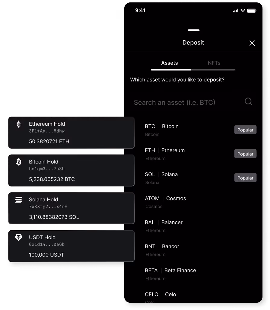 A coin with generic assets in orbit around