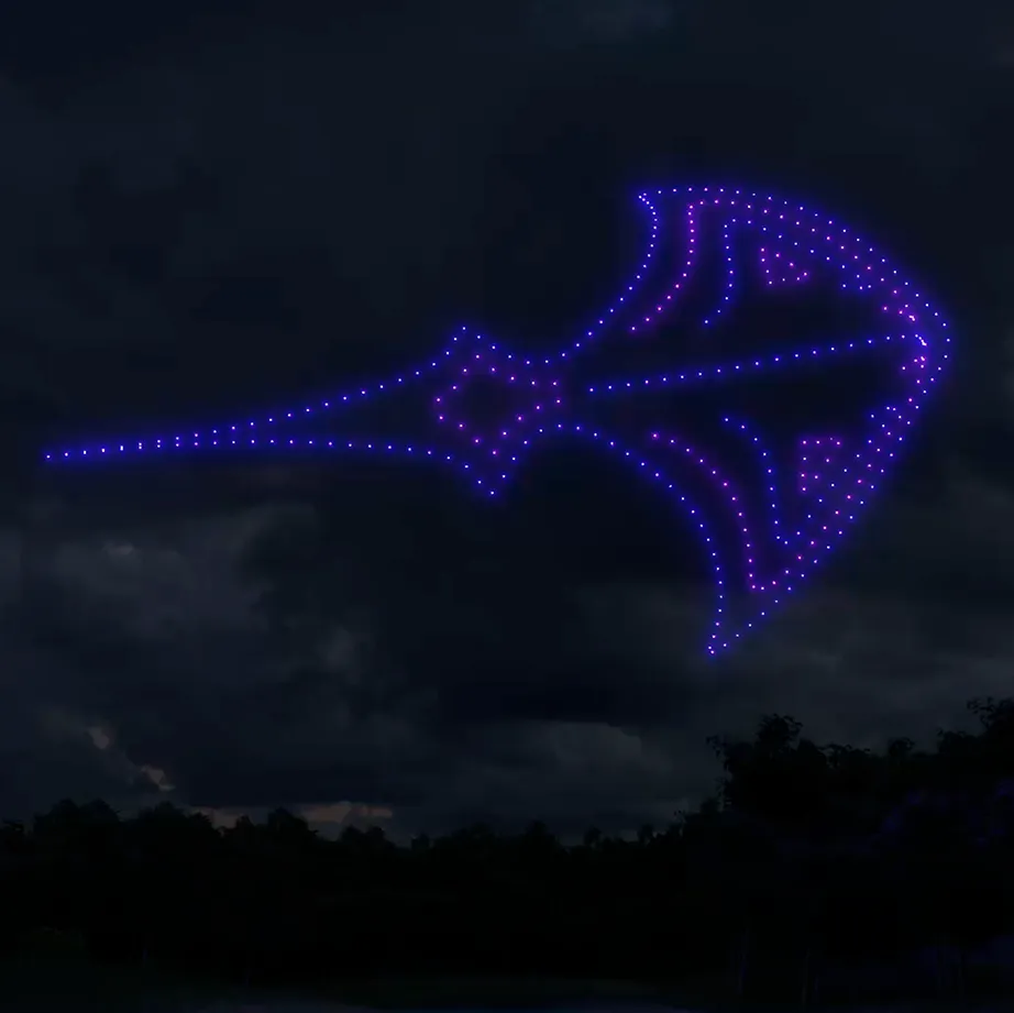 3D preview image of the Drow Show featuring a scat-themed character in dynamic lighting, set against a fantasy-inspired backdrop with glowing magical effects.