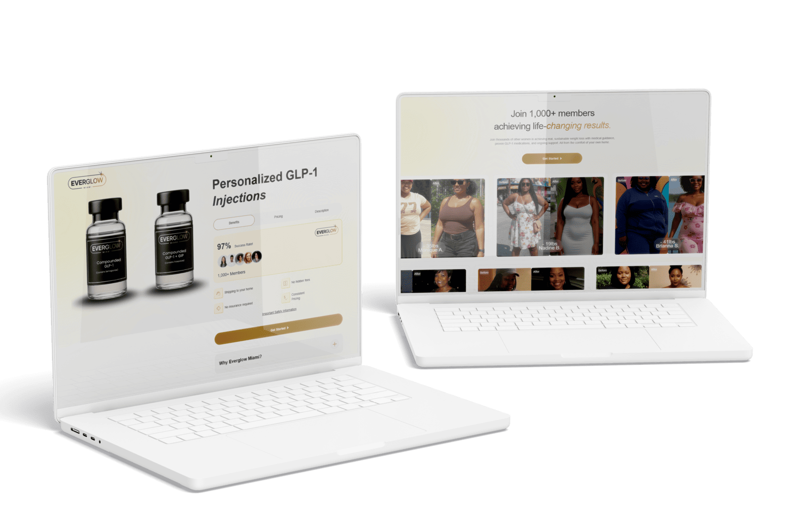 Mobile‑first landing page for Everglow Miami created by YAVACADO in Webflow with optimized UI/UX and SEO elements