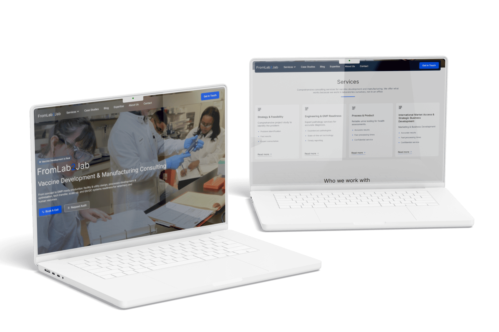FromLab2Jab biopharmaceutical consulting website designed and developed by YAVACADO in Webflow