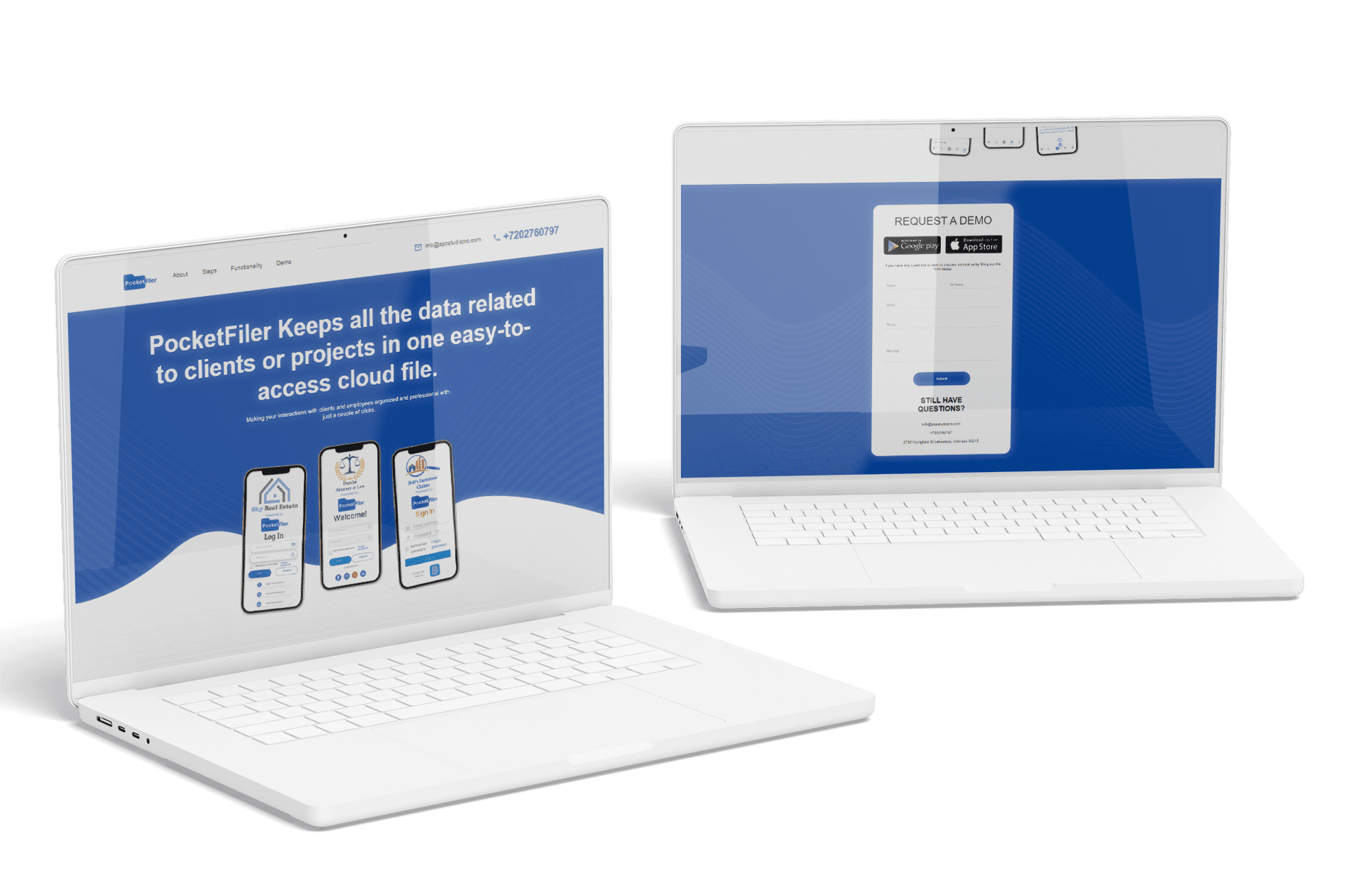 YAVACADO devised an exclusive landing page for an app development company's beta version, showcasing PocketFiler's organized cloud-based solution, using Figma, Email Form, and UI/UX expertise.