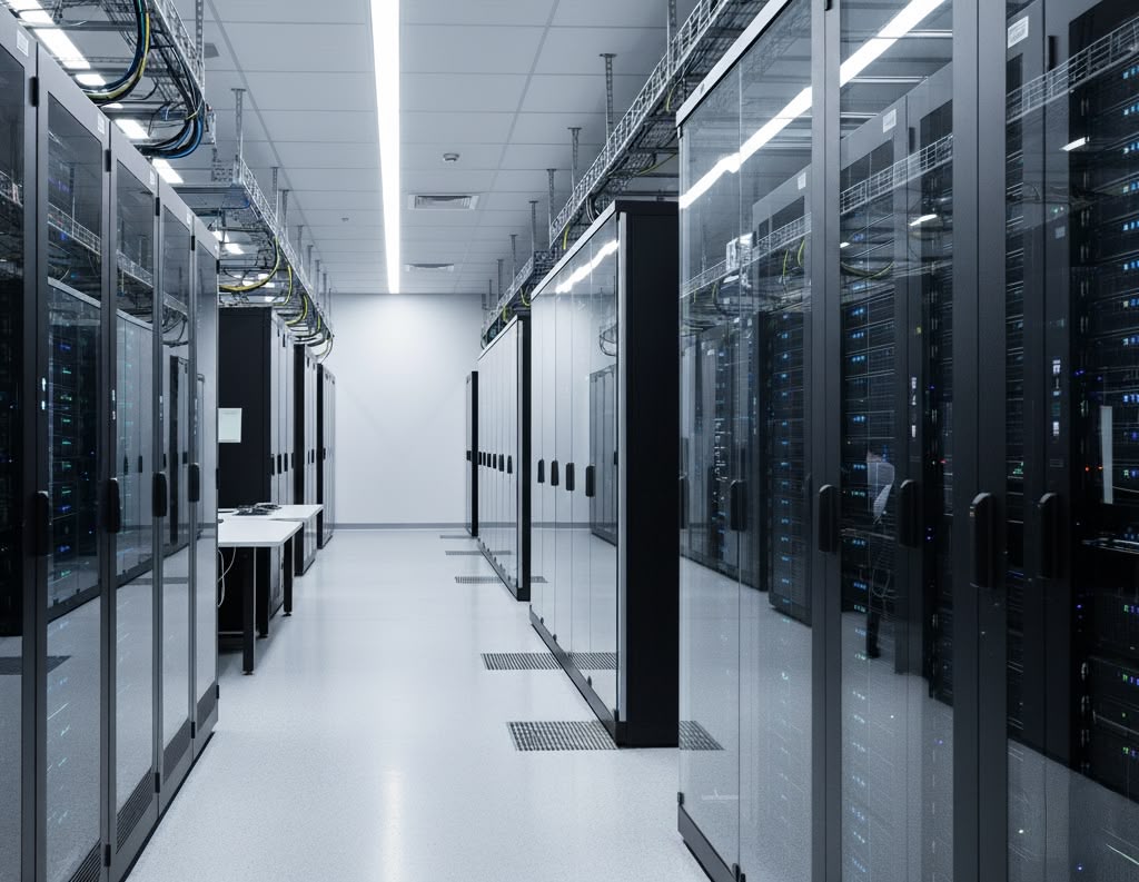 Ein modernes Rechenzentrum mit Server Racks.