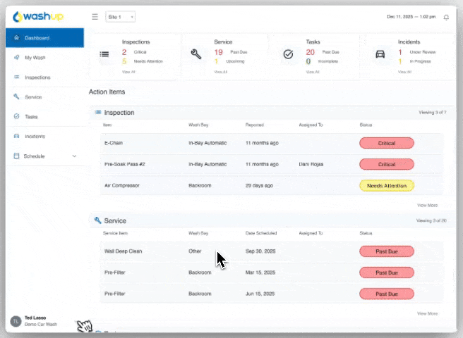 Animated walkthrough showing how to invite a new user in the WashUp settings.