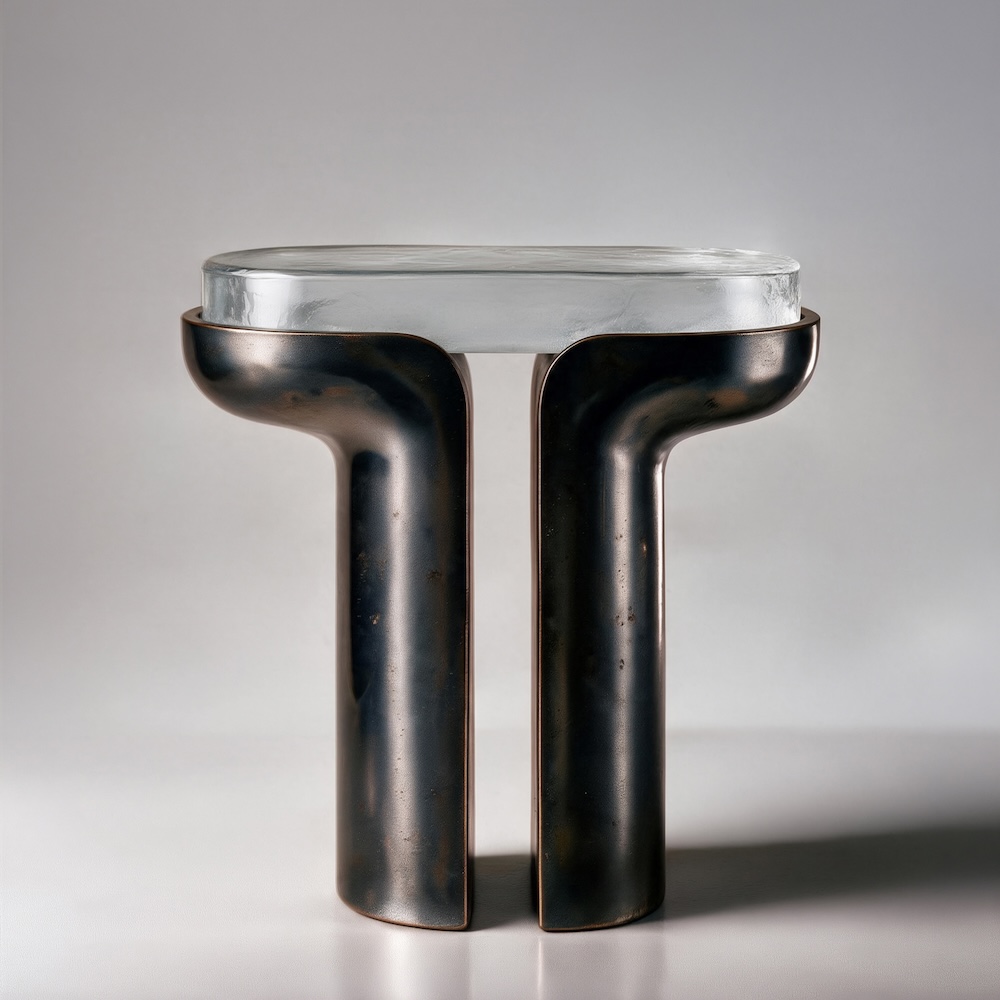 Jacque Bronze side table, side view - Carlyle Collective