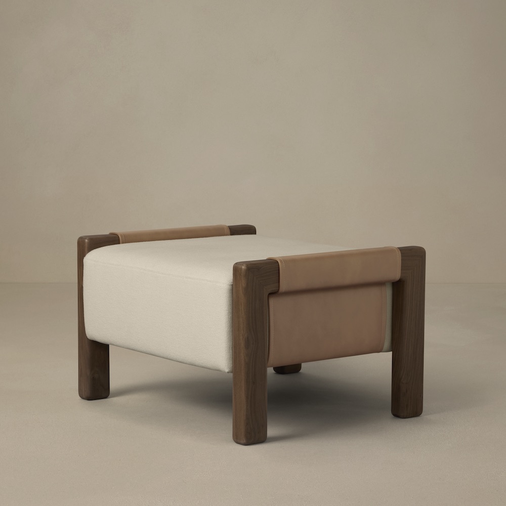 Saddle ottoman, angled view - Carlyle Collective