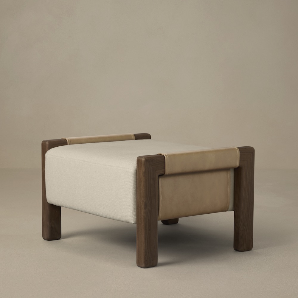 Saddle ottoman, angled view - Carlyle Collective