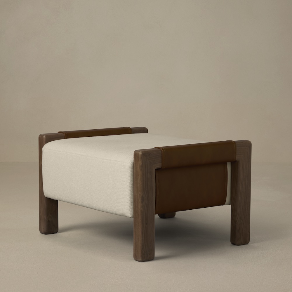 Saddle ottoman, angled view - Carlyle Collective