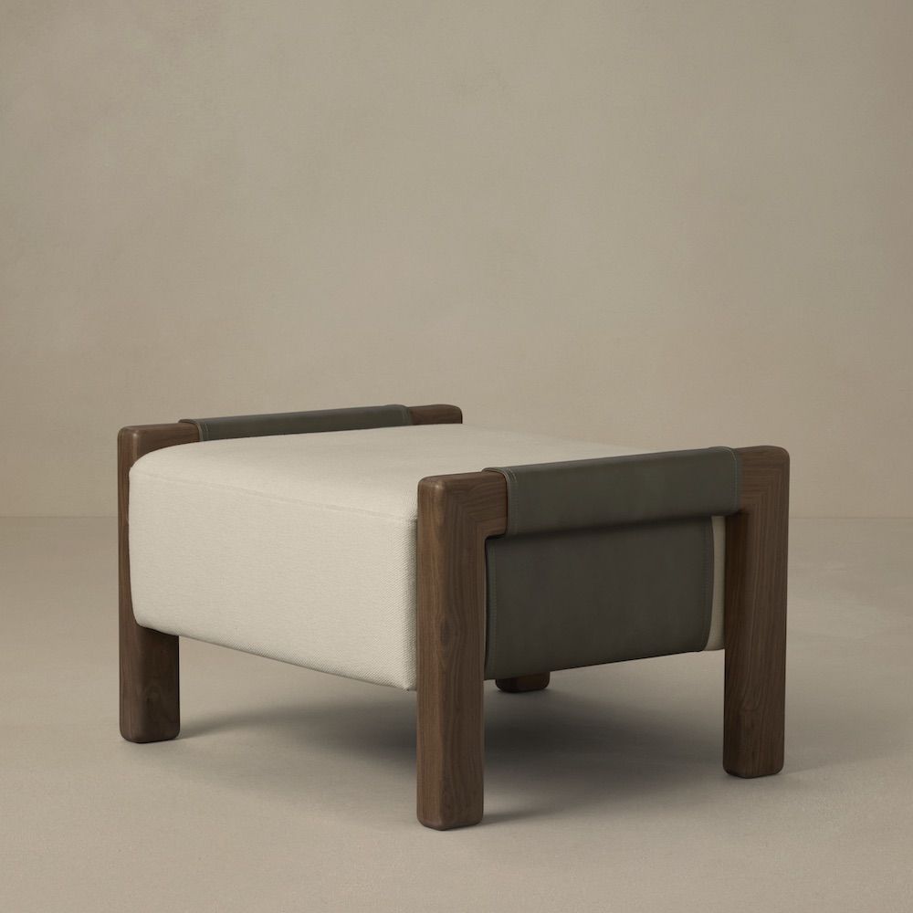 Saddle ottoman, angled view - Carlyle Collective