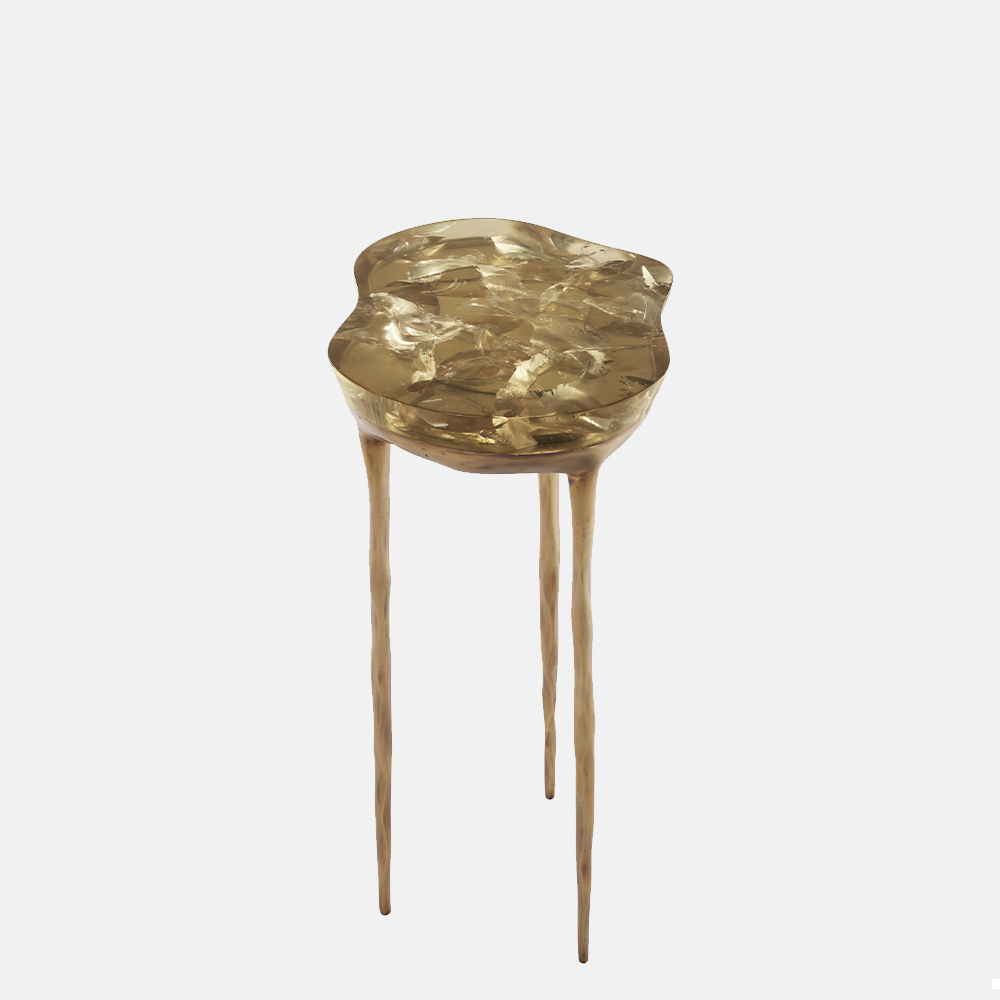 Biago side table, side view - Carlyle Collective