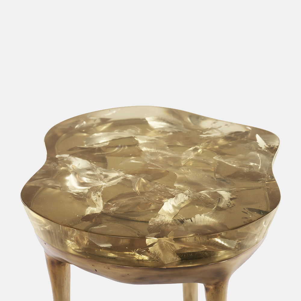 Biago side table, side view - Carlyle Collective