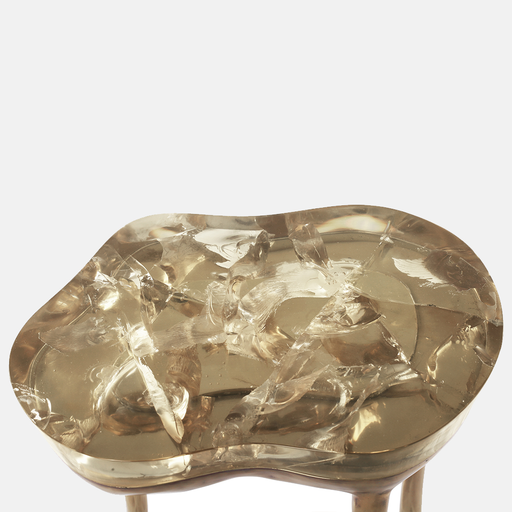 Biago side table, side view - Carlyle Collective