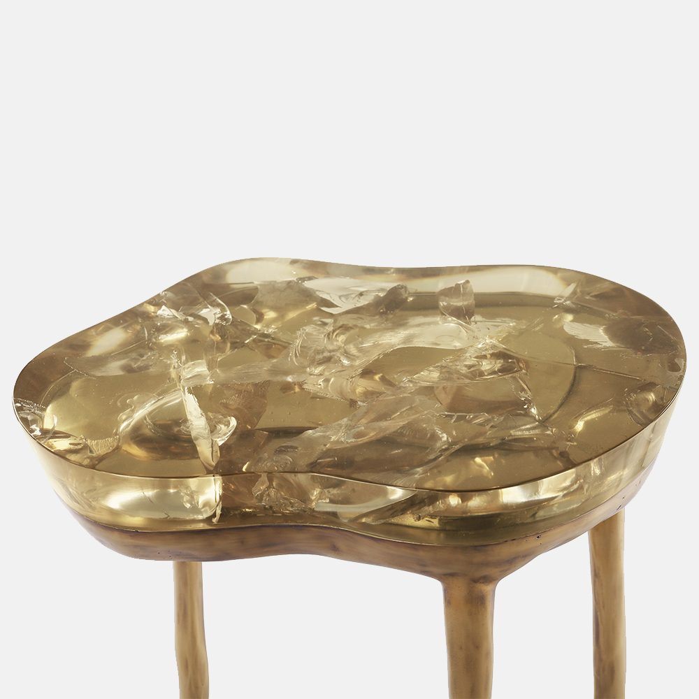 Biago side table, side view - Carlyle Collective