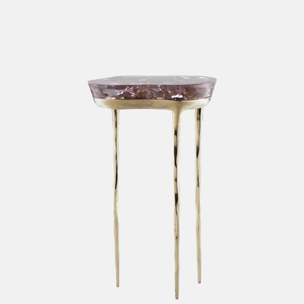 Biago side table, side view - Carlyle Collective