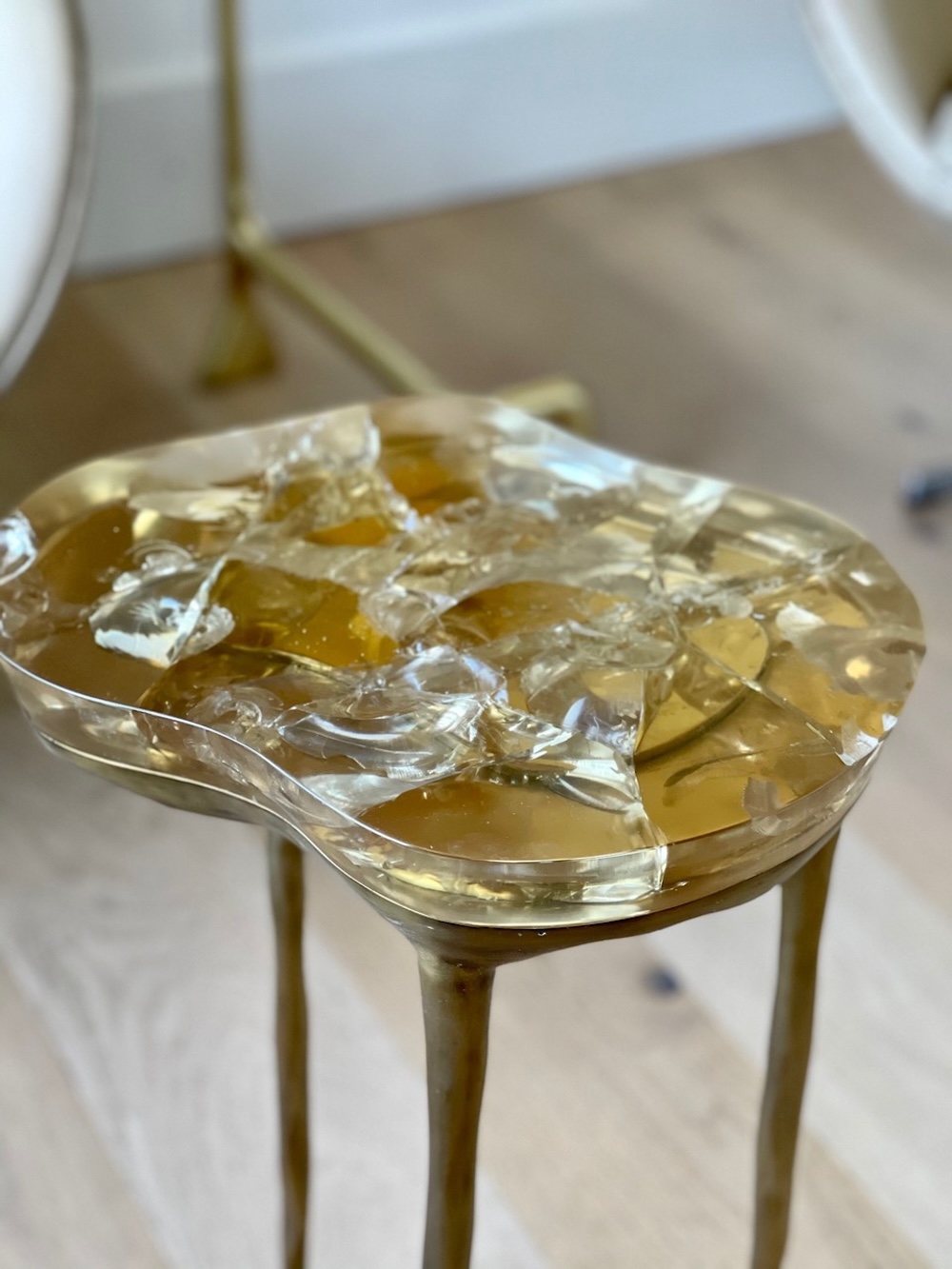 Biago side table, side view - Carlyle Collective