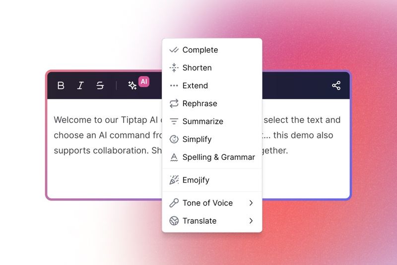 Introducing Content AI: Your Editor’s Best Friend – Tiptap Release Notes