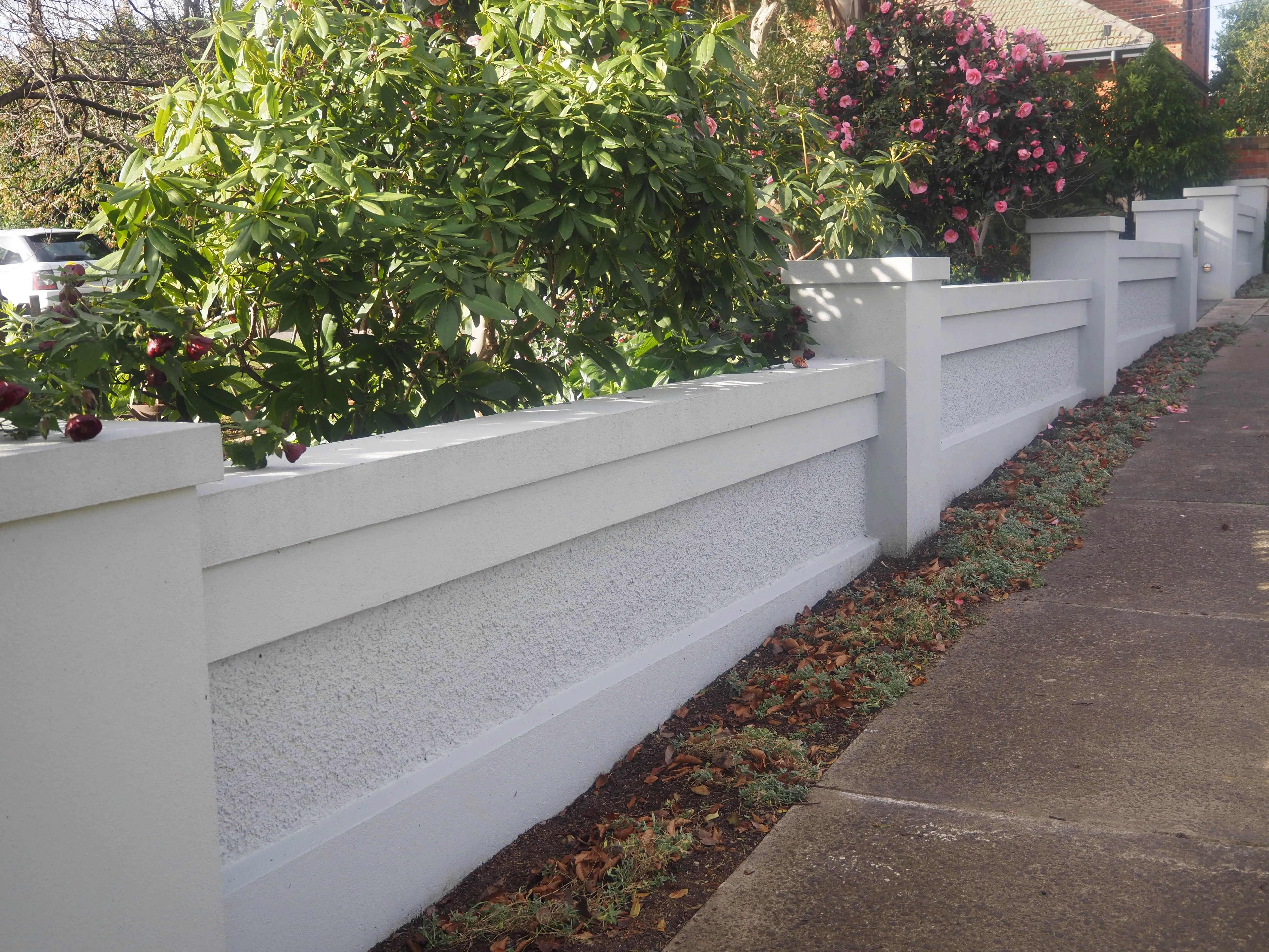 Rendered brick fence Melbourne