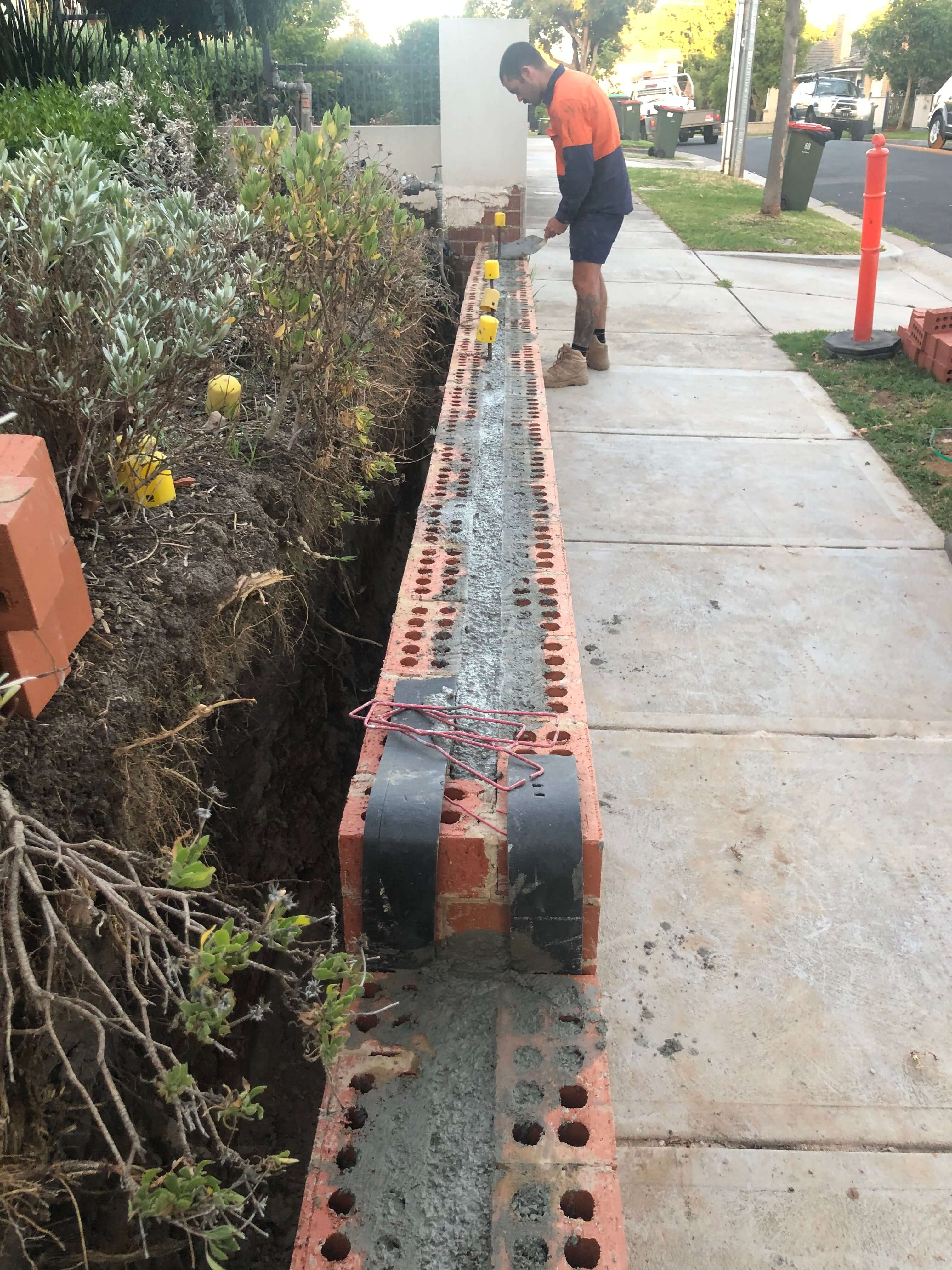 recycled brick fence