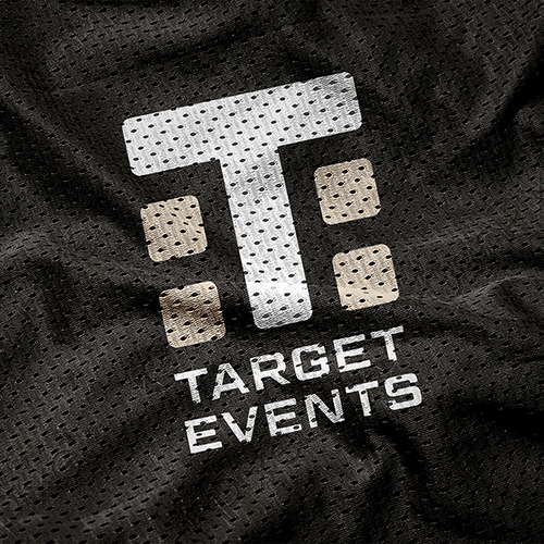 Target events logo on a dark sports fabric.