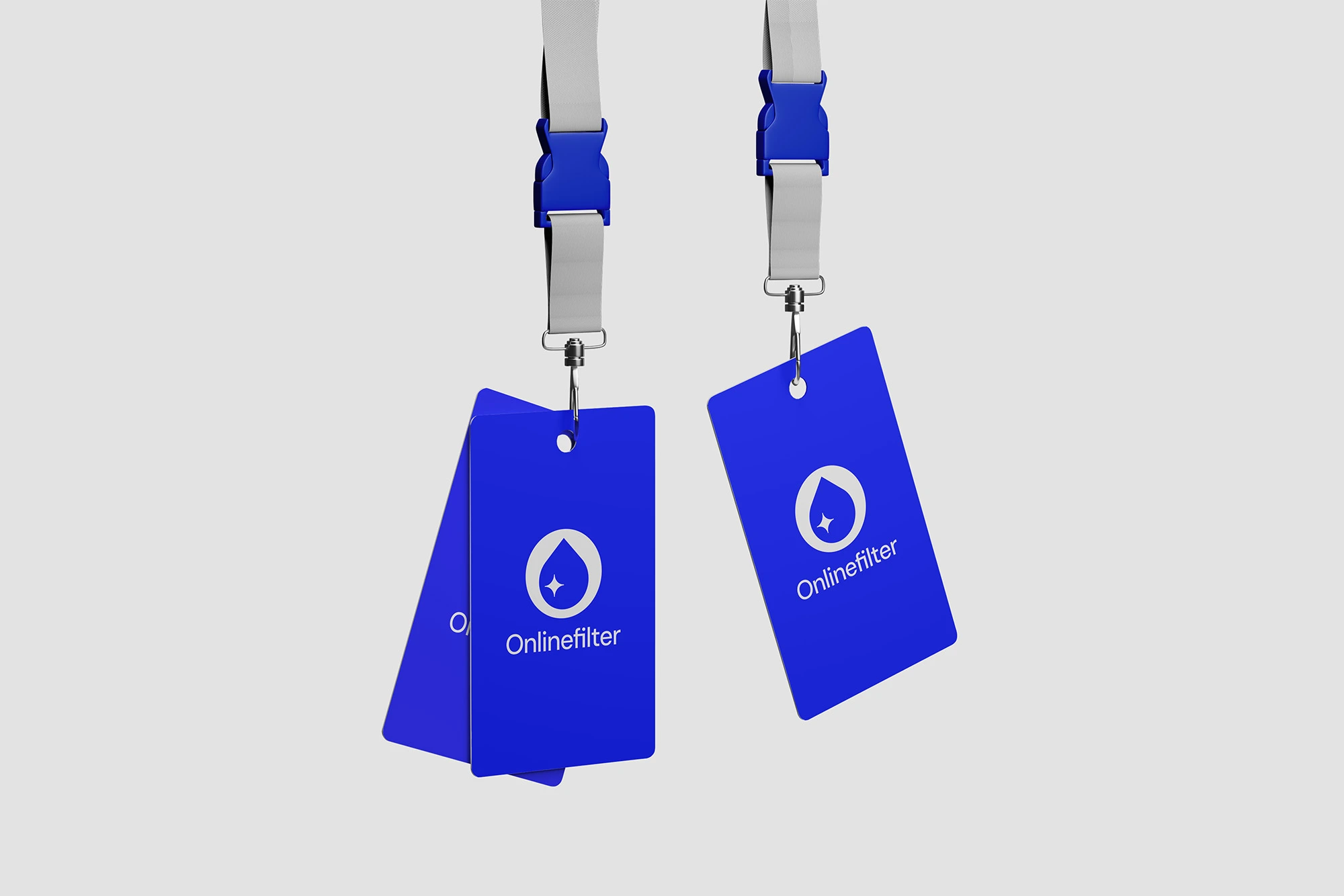 Blåa kort med onlinefilter logo