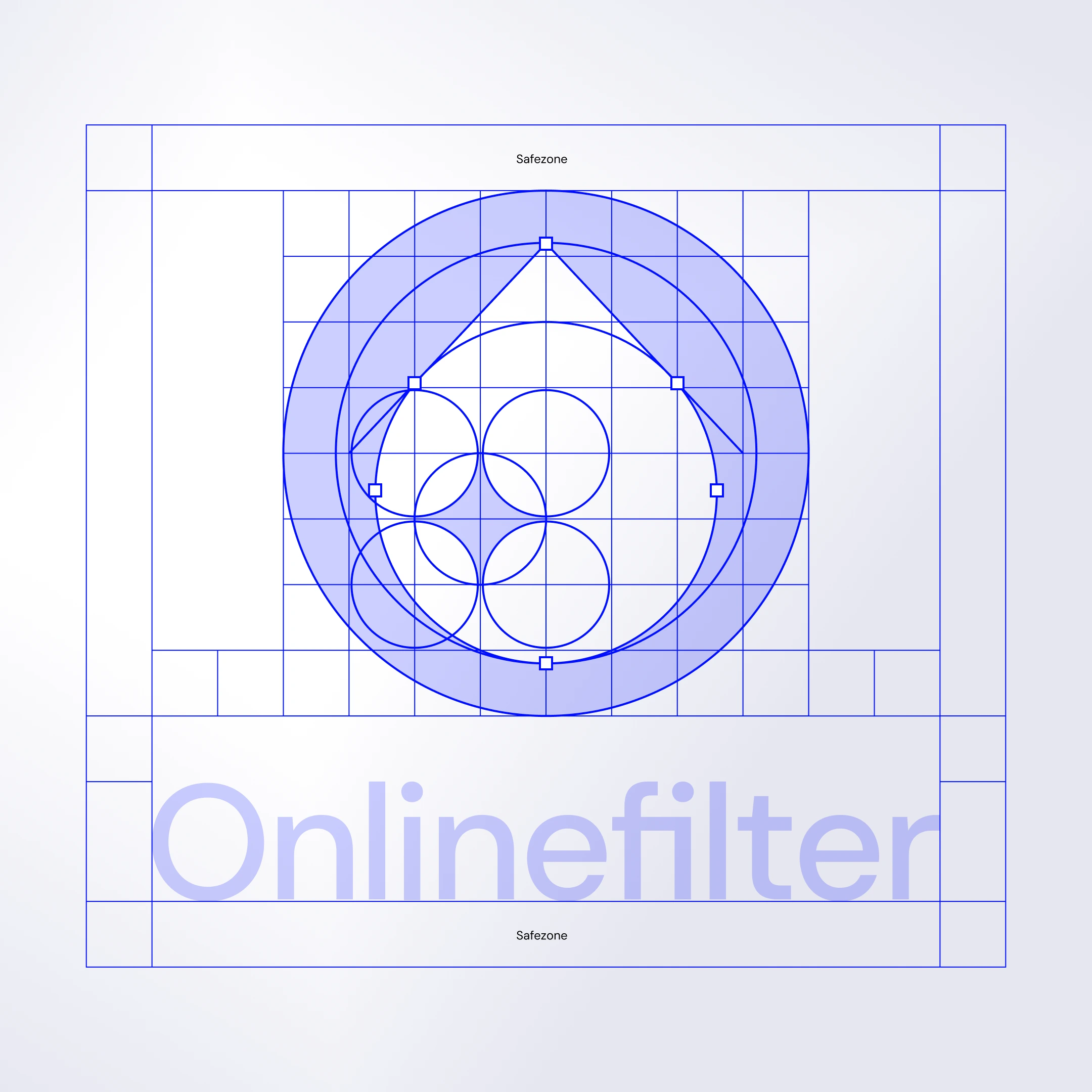 En logotyp med konstruktionslinjer.