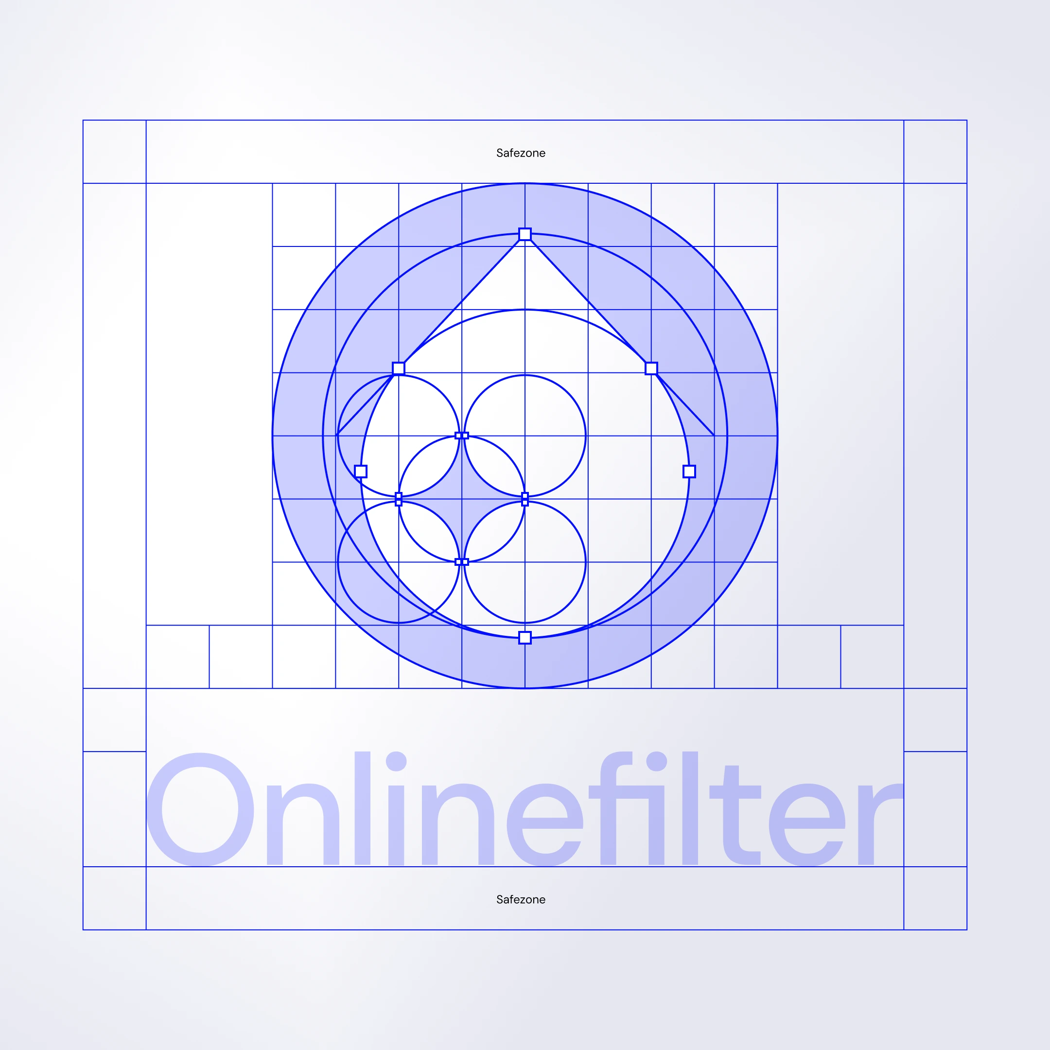 En logotyp med konstruktionslinjer.