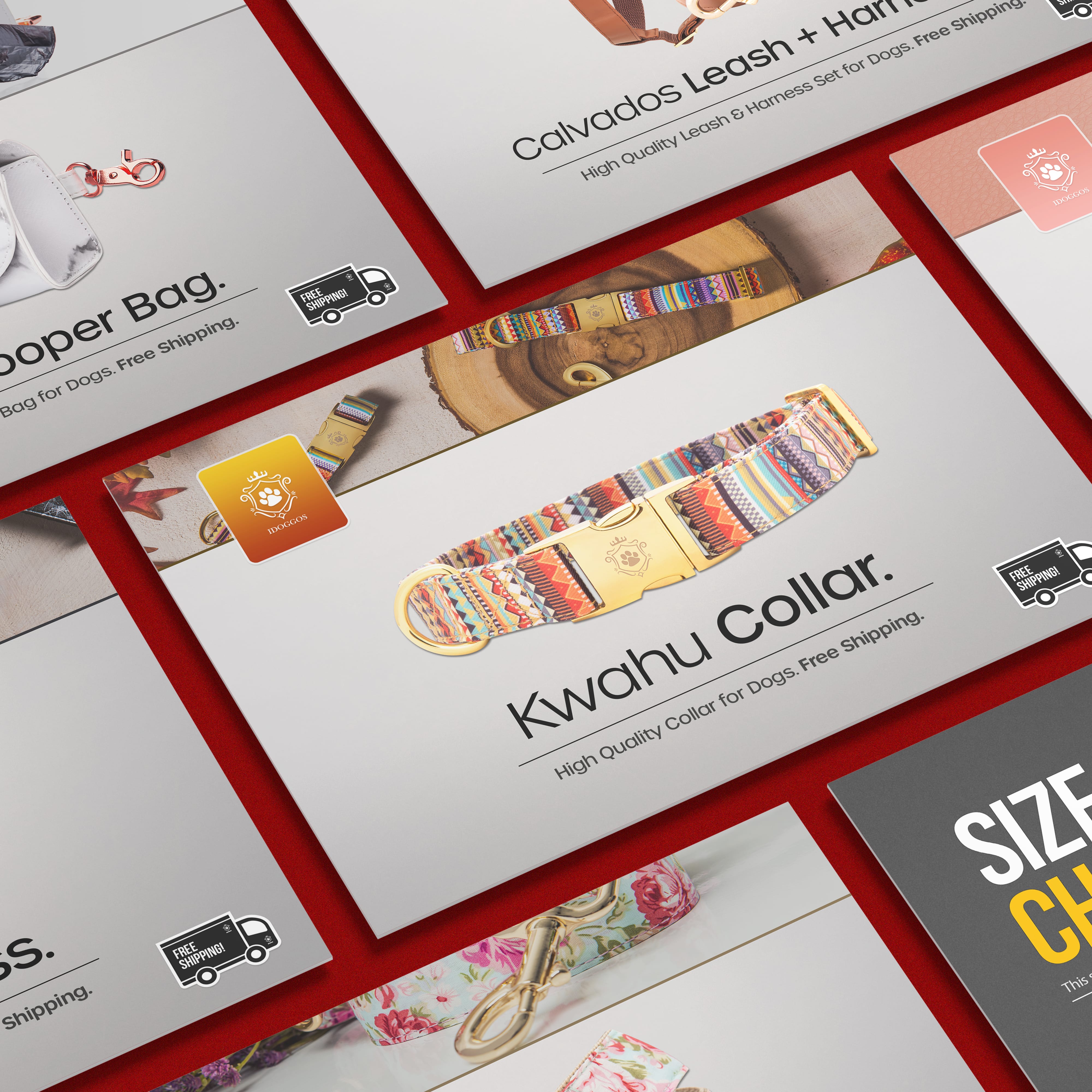 visuels pour produits Etsy pour iDoggos, design graphique et branding à Montréal