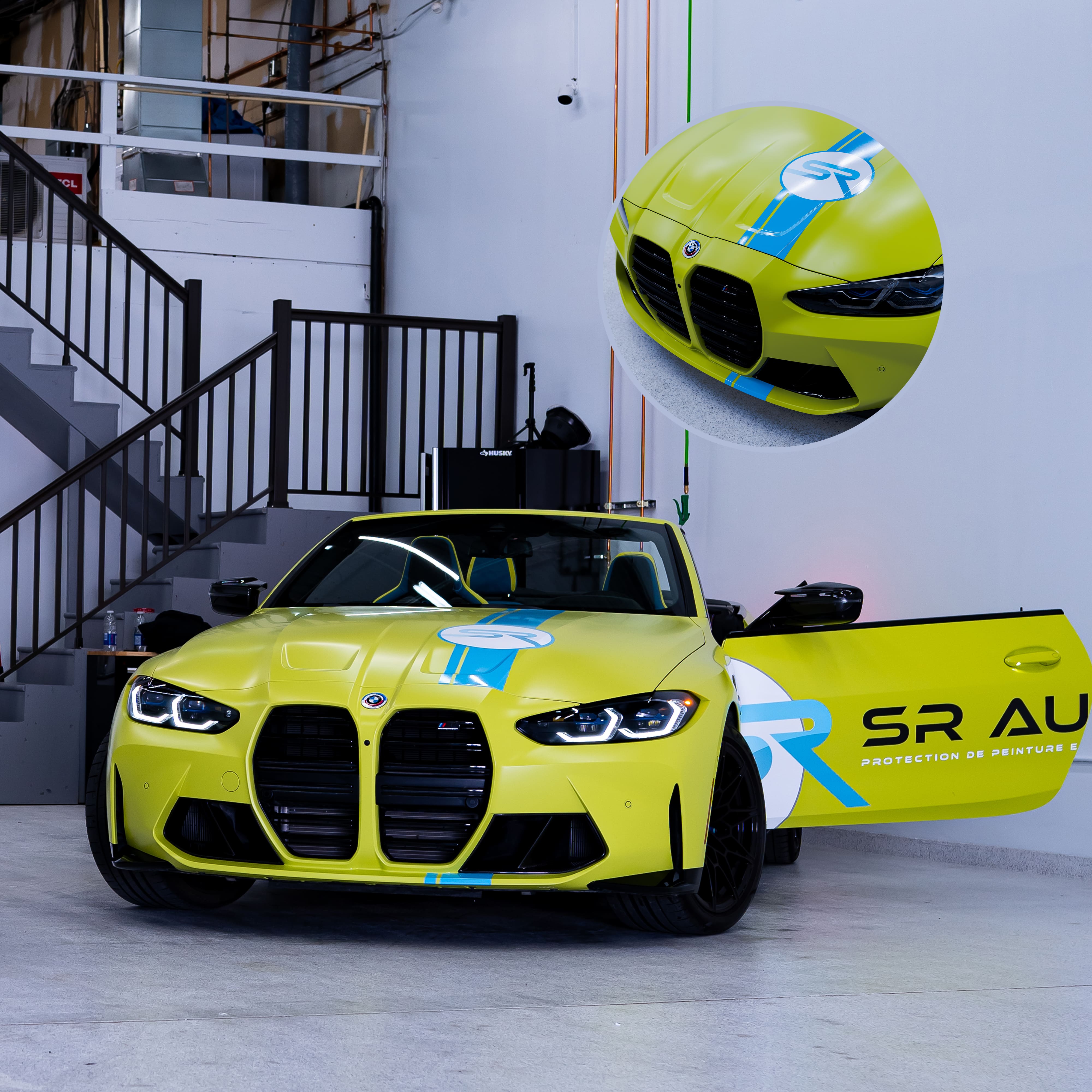 design de vinyle pour voiture sponsorisée SR Auto PPF et detailing à Laval