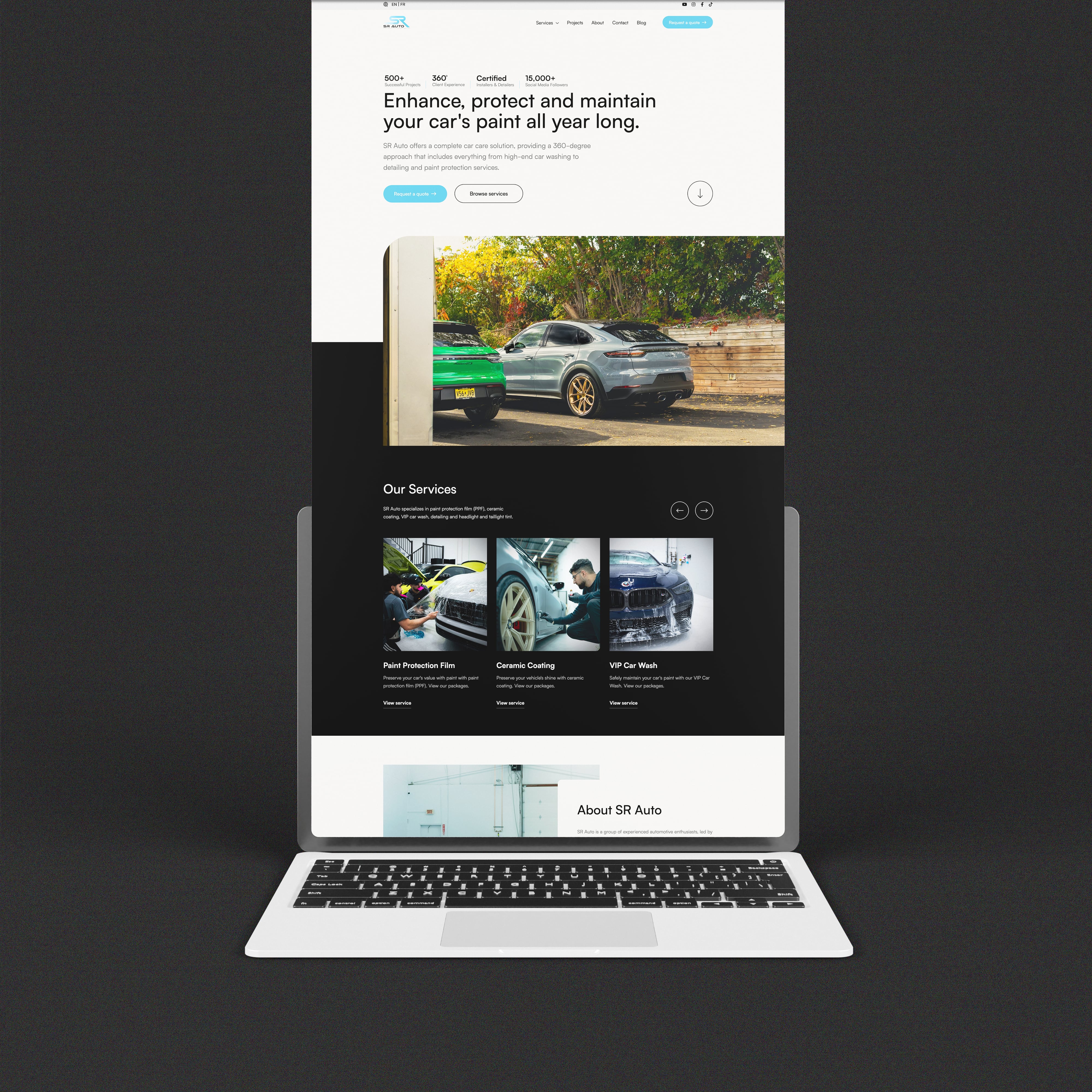 conception de site web complet SR Auto PPF et detailing à Laval