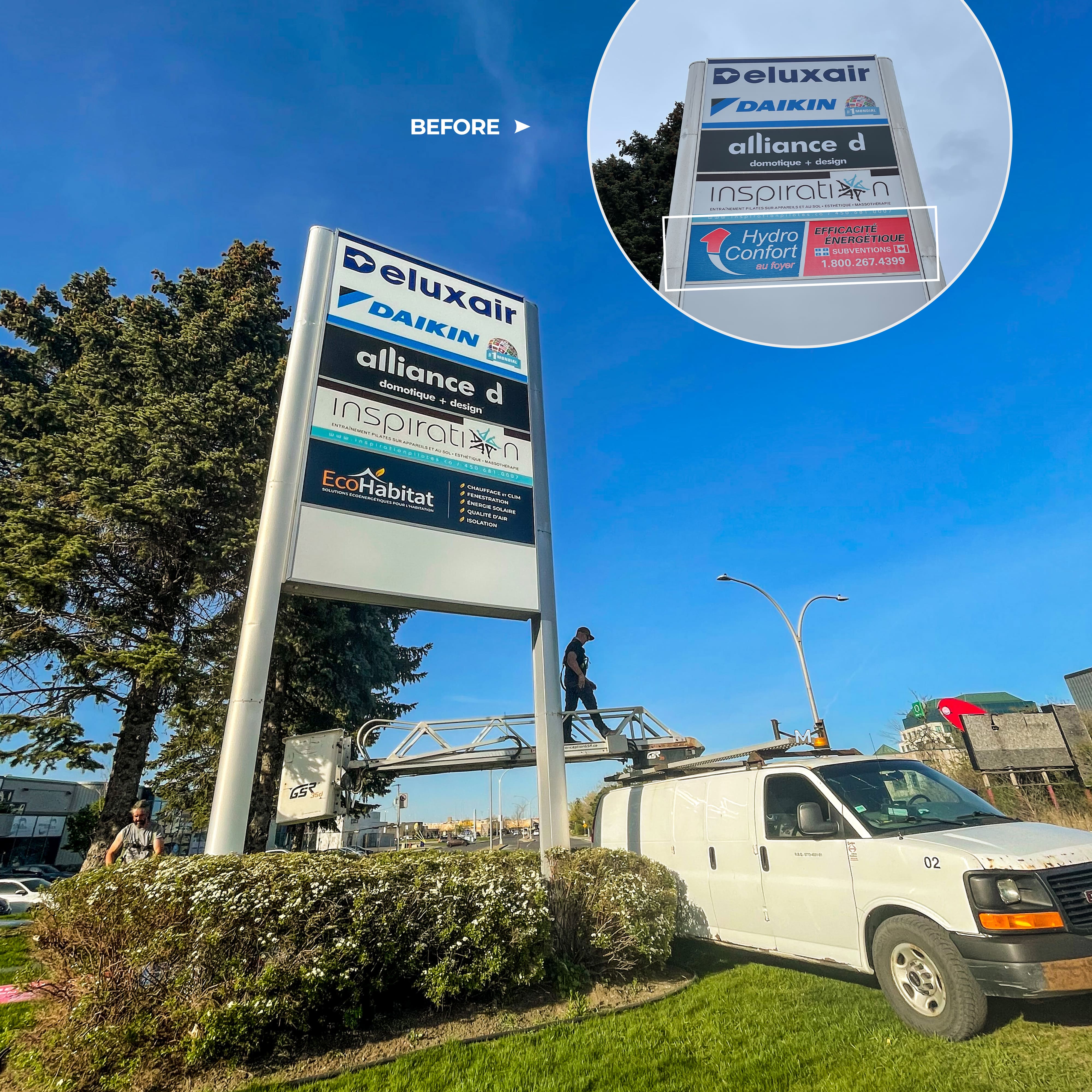 avant après enseigne extérieure ÉcoHabitat à Montréal