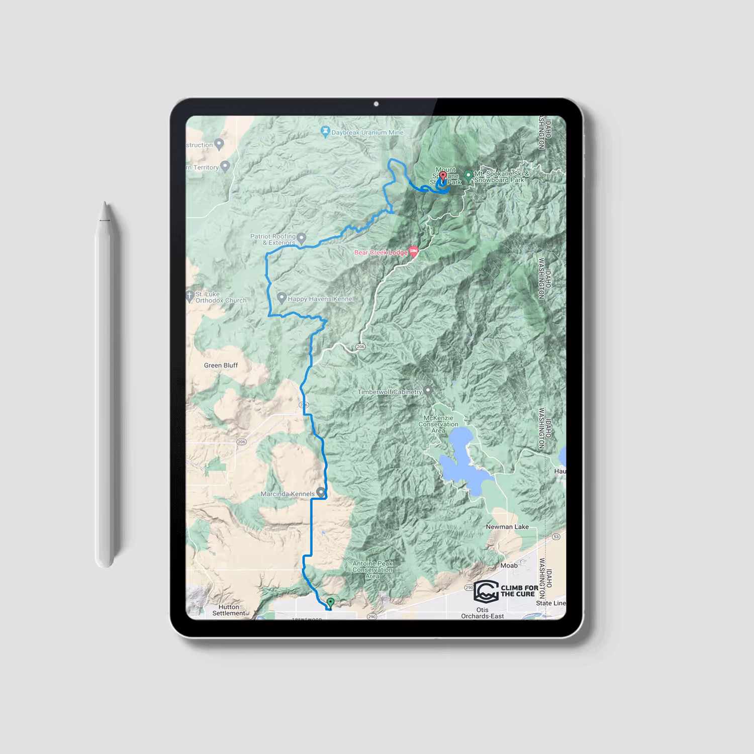 Climb for the Cure Route iPad Mock